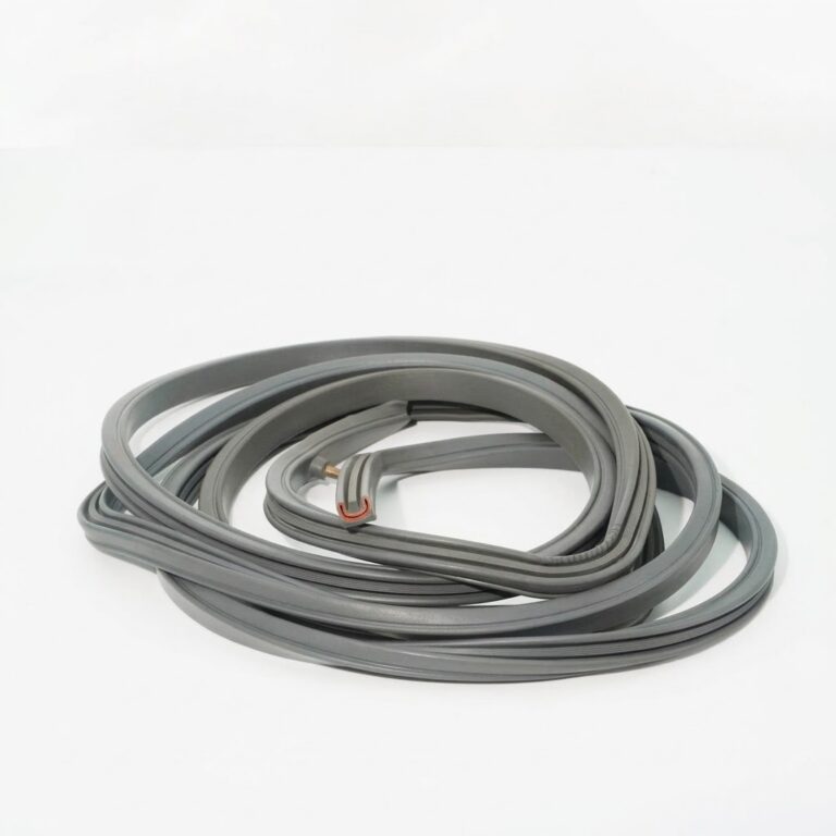 Gray coiled inflatable seal with an air-feed section — Pharmaceutical Isolator Inflatable Seal; Fluid Bed Dryer Inflatable Seal; Aircraft Canopy Inflatable Seal; Boat Door Inflatable Seal