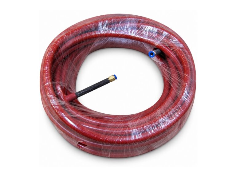 Wrapped coil of red sealing profile with attached air line — Battery Dry Room Airlock Inflatable Seal