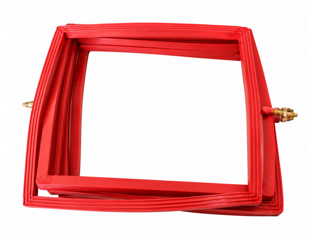 Stacked red rectangular seals with metal fittings — Circuit Board Imaging Equipment Inflatable Seal