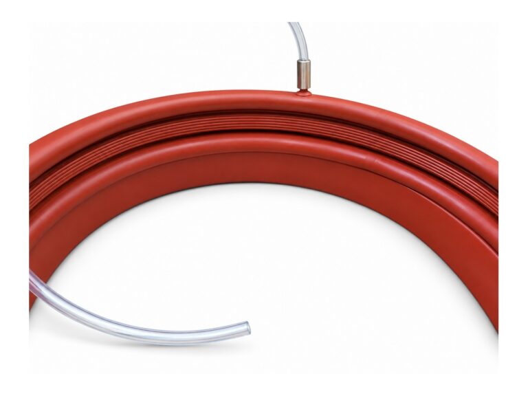 Close-up of red circular seal with clear tube — Flood Gate Inflatable Seal