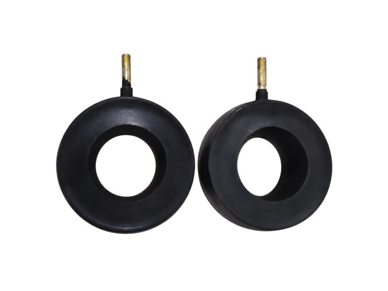 Two black circular seals with metal air fittings — Industrial Compressor Housing Inflatable Seal