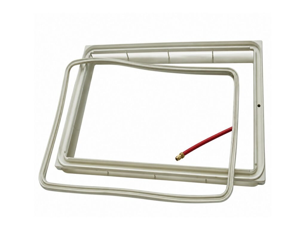 White rectangular seal frames with red air tube — Pressure Screen Inflatable Seal