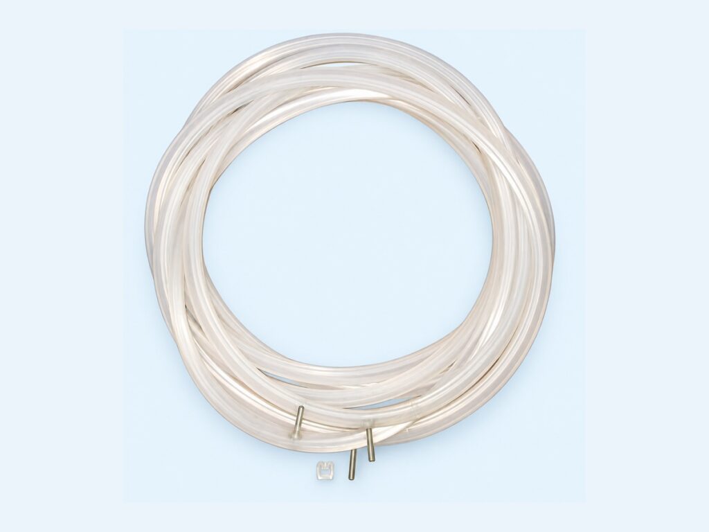 Coiled translucent sealing profile with metal fittings — Storage Tank Access Inflatable Seal
