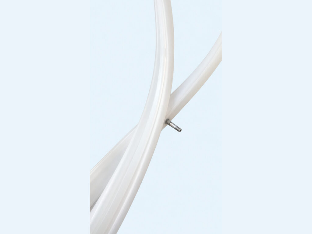 Close-up of white sealing profile with metal fitting — Virology Lab Equipment Inflatable Seal