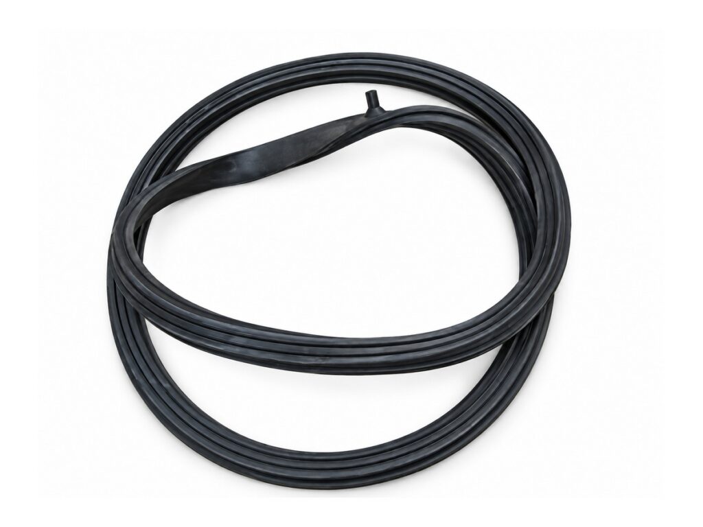 Coiled black sealing profile with air inlet — Yacht Hatch Inflatable Seal
