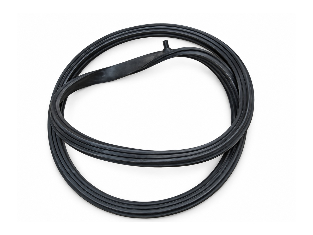 Coiled black sealing profile with air inlet — Yacht Hatch Inflatable Seal